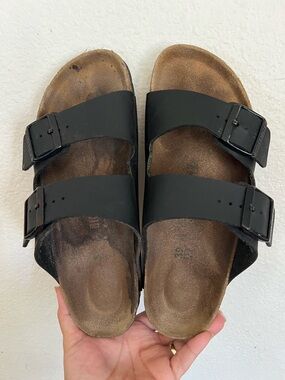 Birkenstock Arizona Black Leather Sandals  Size 39 L 8-8.5